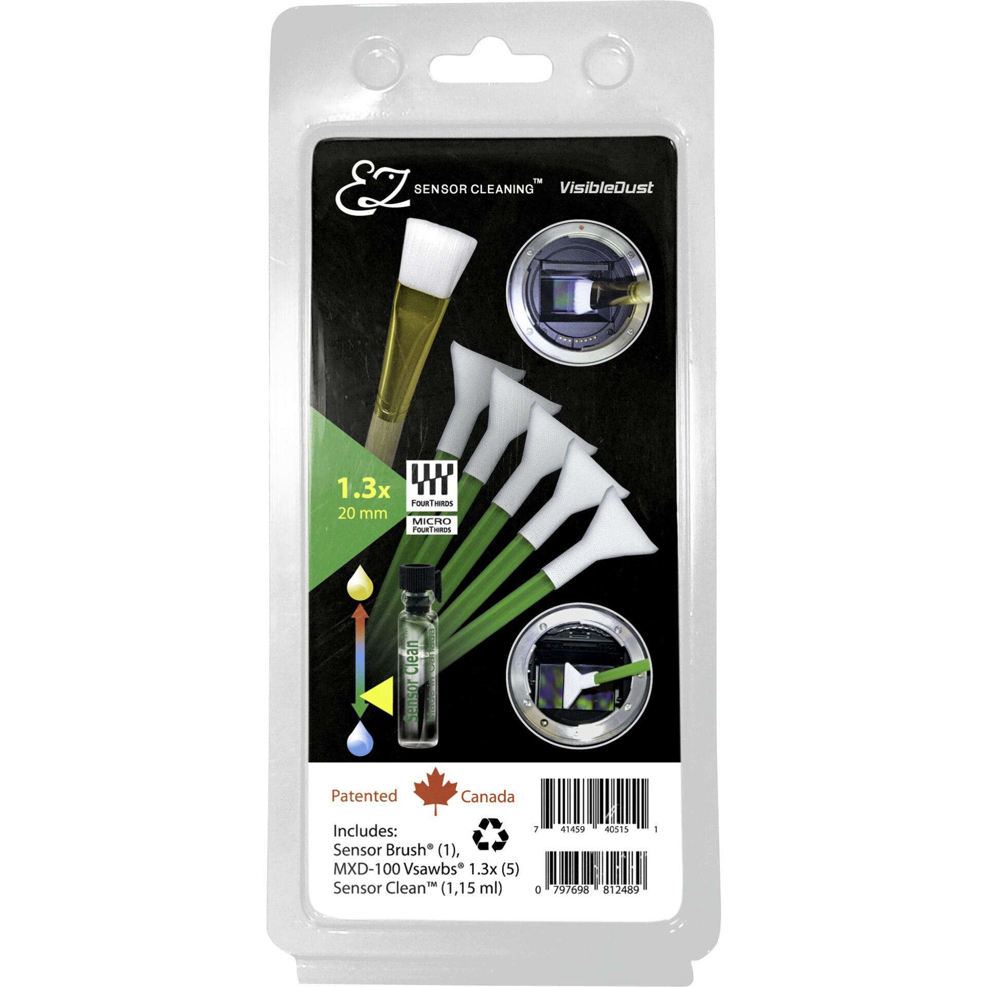 VisibleDust EZ Sensor Cleaning Kit PLUS with Sensor Clean, 5 x Green 1.3x Vswabs and Sensor Brush | Landscape Photo Gear VisibleDust EZ Sensor Cleaning Kit PLUS with Sensor Clean, 5 x Green 1.3x Vswabs and Sensor Brush EZ Kit (Micro Four-Third) | Landscape Photo Gear |