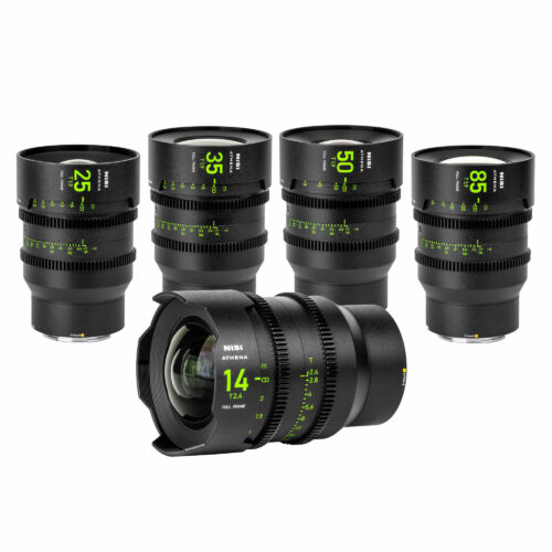 NiSi ATHENA PRIME Full Frame Cinema Lens Kit with 5 Lenses 14mm T2.4, 25mm T1.9, 35mm T1.9, 50mm T1.9, 85mm T1.9 + Hard Case (E Mount | No Drop In Filter) Lenses | Landscape Photo Gear |
