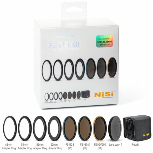 NiSi SWIFT FS ND Filter Kit with ND8 (3 Stop), ND64 (6 Stop) and ND1000 (10 Stop) for 52mm | 55mm | 58mm | 62mm Filter Threads + Case SWIFT Filter System | Landscape Photo Gear |