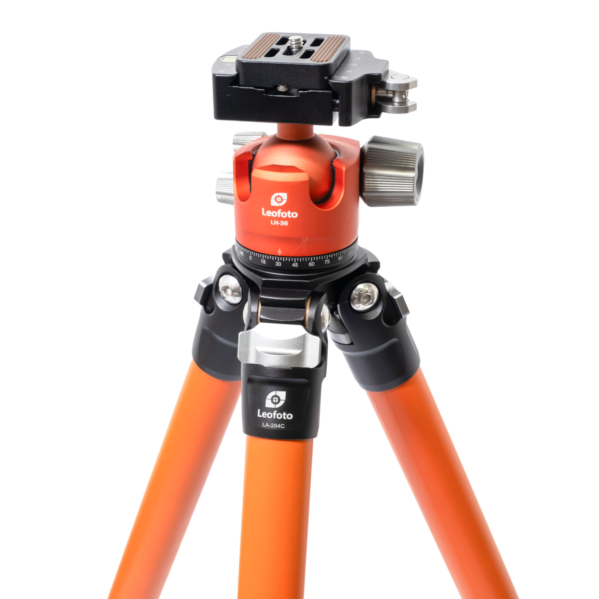 Leofoto LA-284C Athena Series 4 Section Water Resistant Carbon Fibre Tripod with Orange LH-36LR (Lever Release) Ball Head | Landscape Photo Gear 2 Leofoto LA-284C Athena Series 4 Section Water Resistant Carbon Fibre Tripod with Orange LH-36LR (Lever Release) Ball Head Camera Supports | Landscape Photo Gear | 2